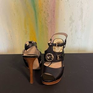 Michael Kors black with gold accents heels